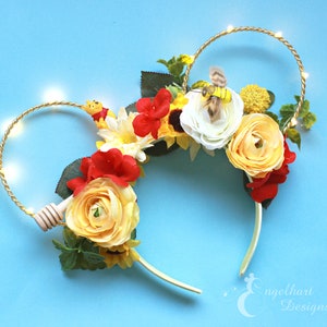 Winnie the Pooh Mouse Ears: Floral Honey Bee Headband