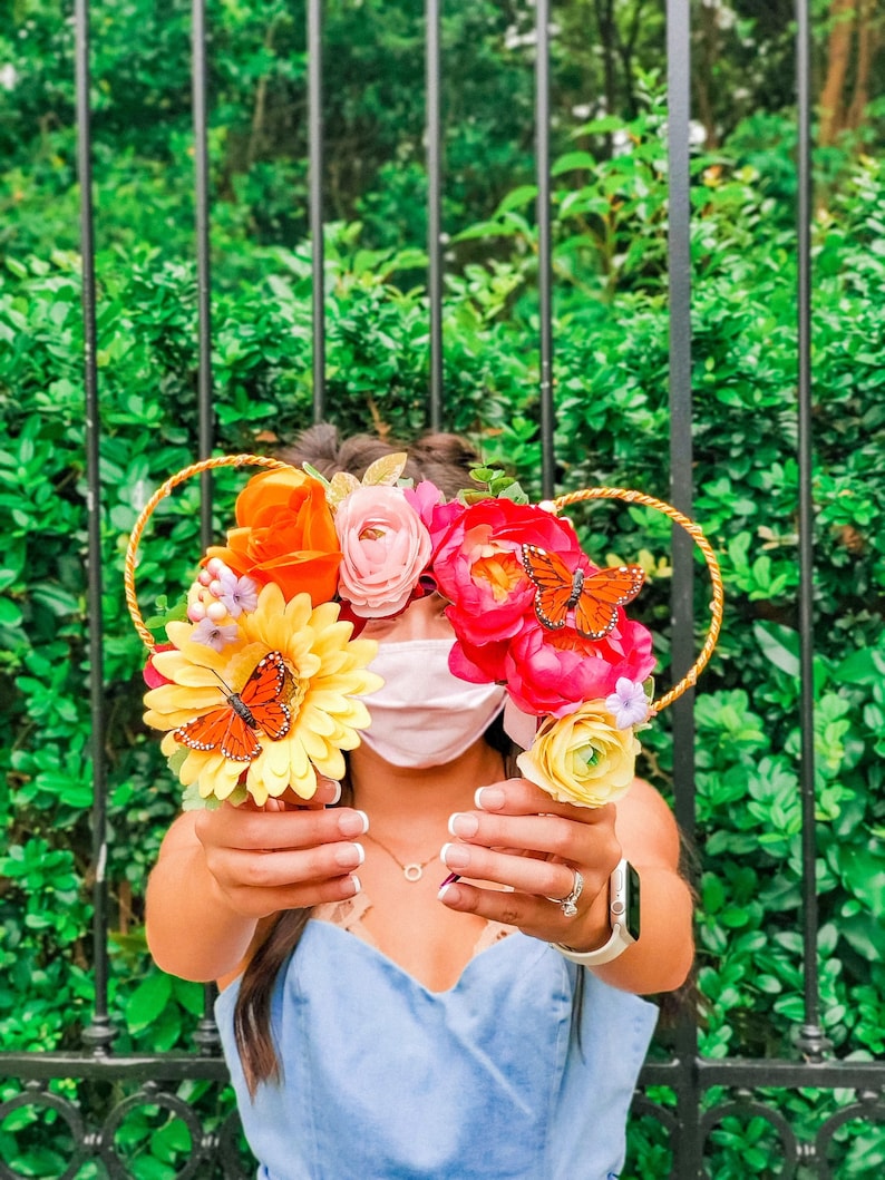 Butterfly Garden Ears Gift for Her Pink Floral Ears with image 4