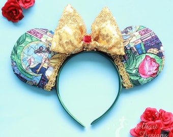 Stained Glass Beauty and the Beast Ears: Belle Disney Princess Headband