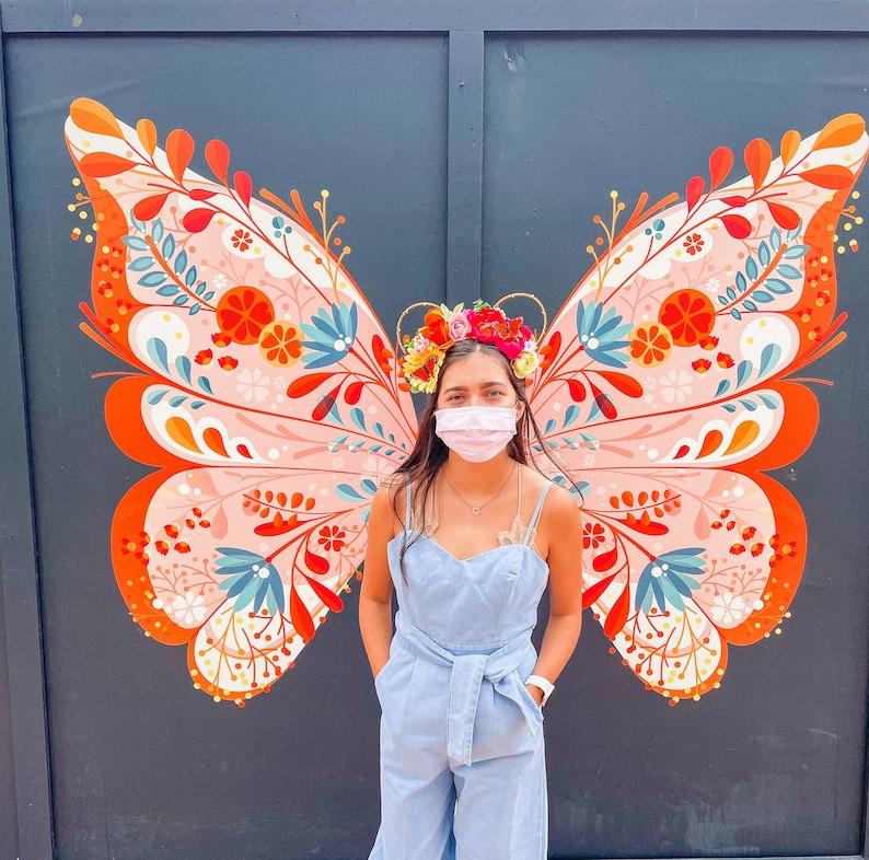 Butterfly Garden Ears Gift for Her Pink Floral Ears with image 8