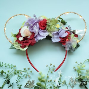 Ariel Mouse Ears Disneyland Little Mermaid Lite Up Ears Disney Trip Disney Princess Floral Ears Disney Park Under the Sea Minnie Ears Flower