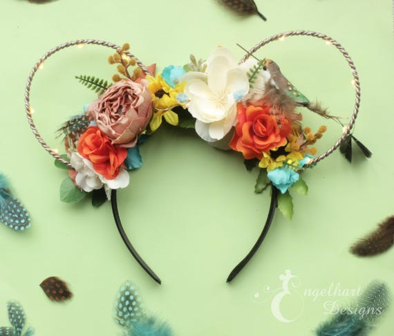 Pocahontas Minnie Mouse Ears Headband, Floral Disney  display picture 2