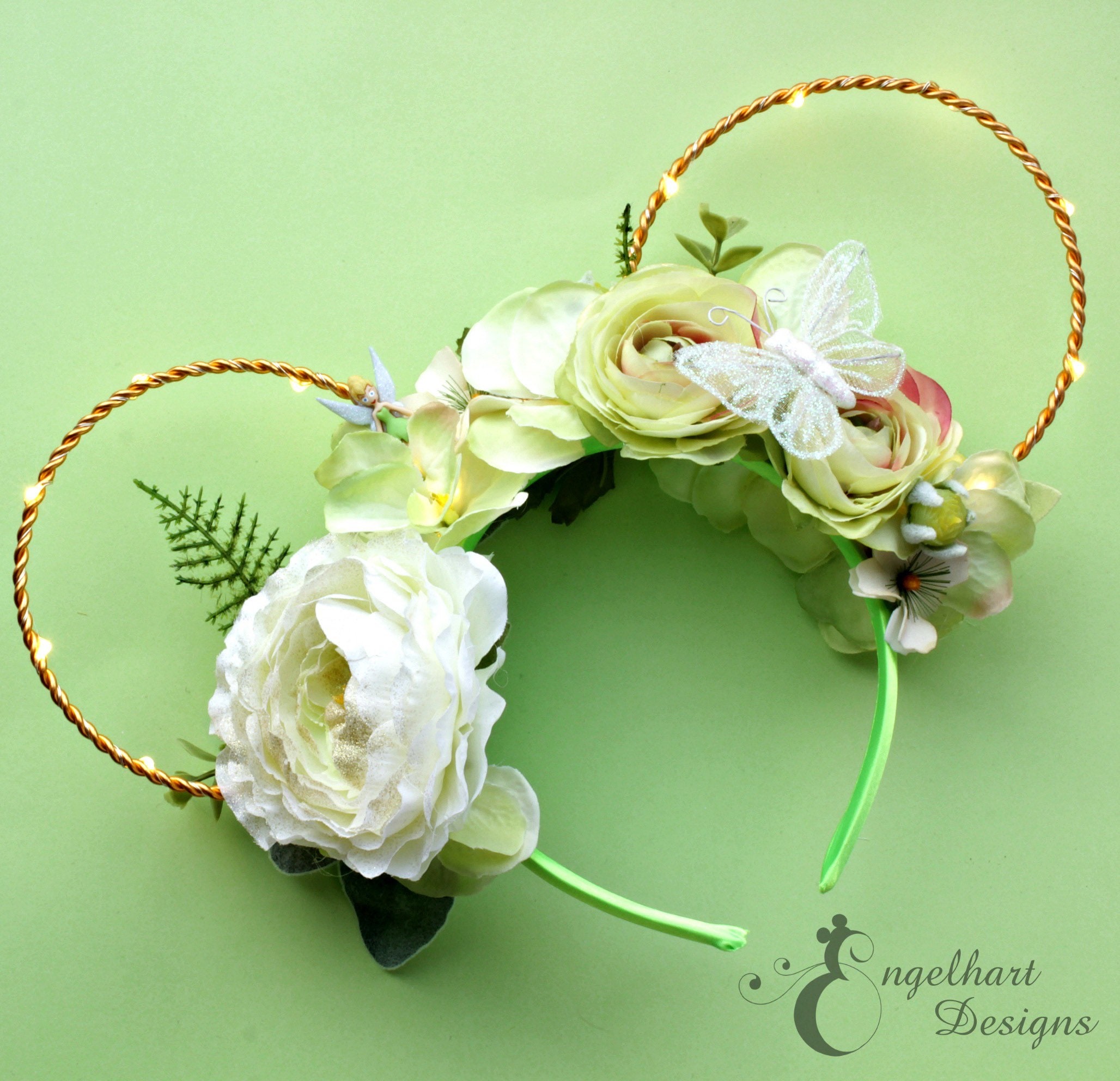 Floral Disney Minnie Mouse Ears Headband Peter Pan with LIGHT Mickey Mouse ears with a floral twist main image 4