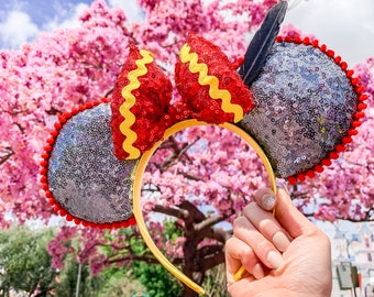 Dumbo Inspired Sequin Minnie Mouse Ears: Disneyland Flying Circus Elephant Headband