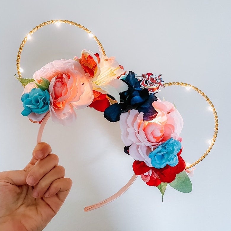 Mulan Floral Mickey Ears Headband, Disney Princess Light up  display picture 3