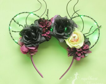 Cruella De Vil Inspired Floral Mickey Ears: 101 Dalmatians  display picture 1