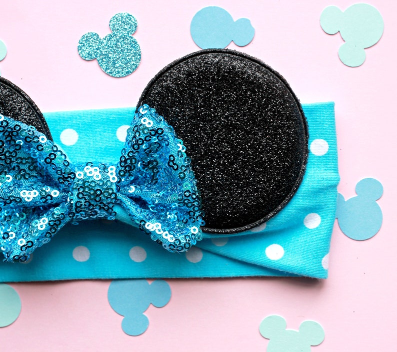 Blue Polka Dot Minnie Mouse Ears Baby Headband Etsy
