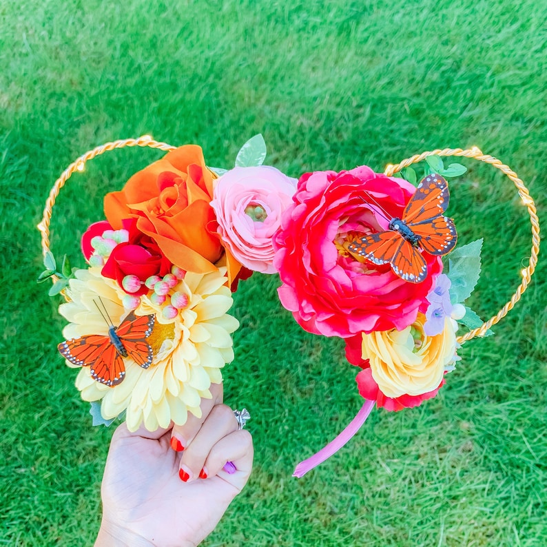 Butterfly Garden Ears Gift for Her Pink Floral Ears with image 6