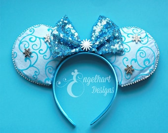 Frozen Minnie Ears, Mickey Mouse Ears, Disney Frozen Headband, Winter Mouse Ears, Elsa Disney Ears, Disney Princess Gift, Frozen Elsa Ears