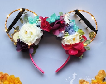 Esmeralda Floral Mickey Mouse Wire Ears: Hunchback of Notre Dame Disney Minnie Headband