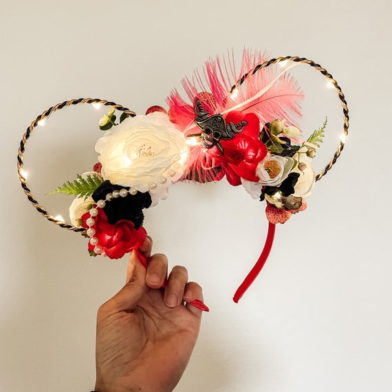Pink Pirates of the Caribbean Mickey Ears: Floral Disney  display picture 1