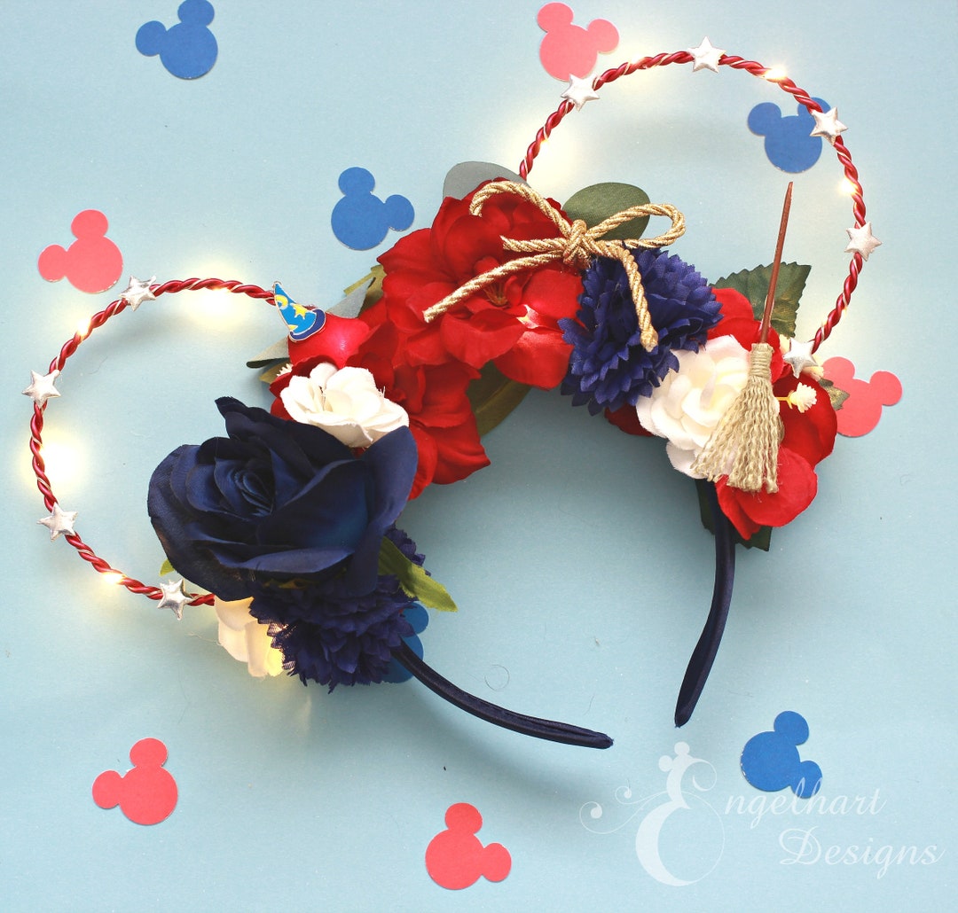 Sorcerer Mickey Ears Headband With Red Wire Mickey Mouse Gift Etsy