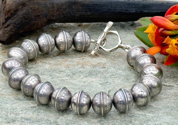Sterling Silver Oxidized Stretch 5mm Bead Bracelet - Made in the USA Sterling Silver Oxidized Stretch 5mm Bead Bracelet - Made in the USA