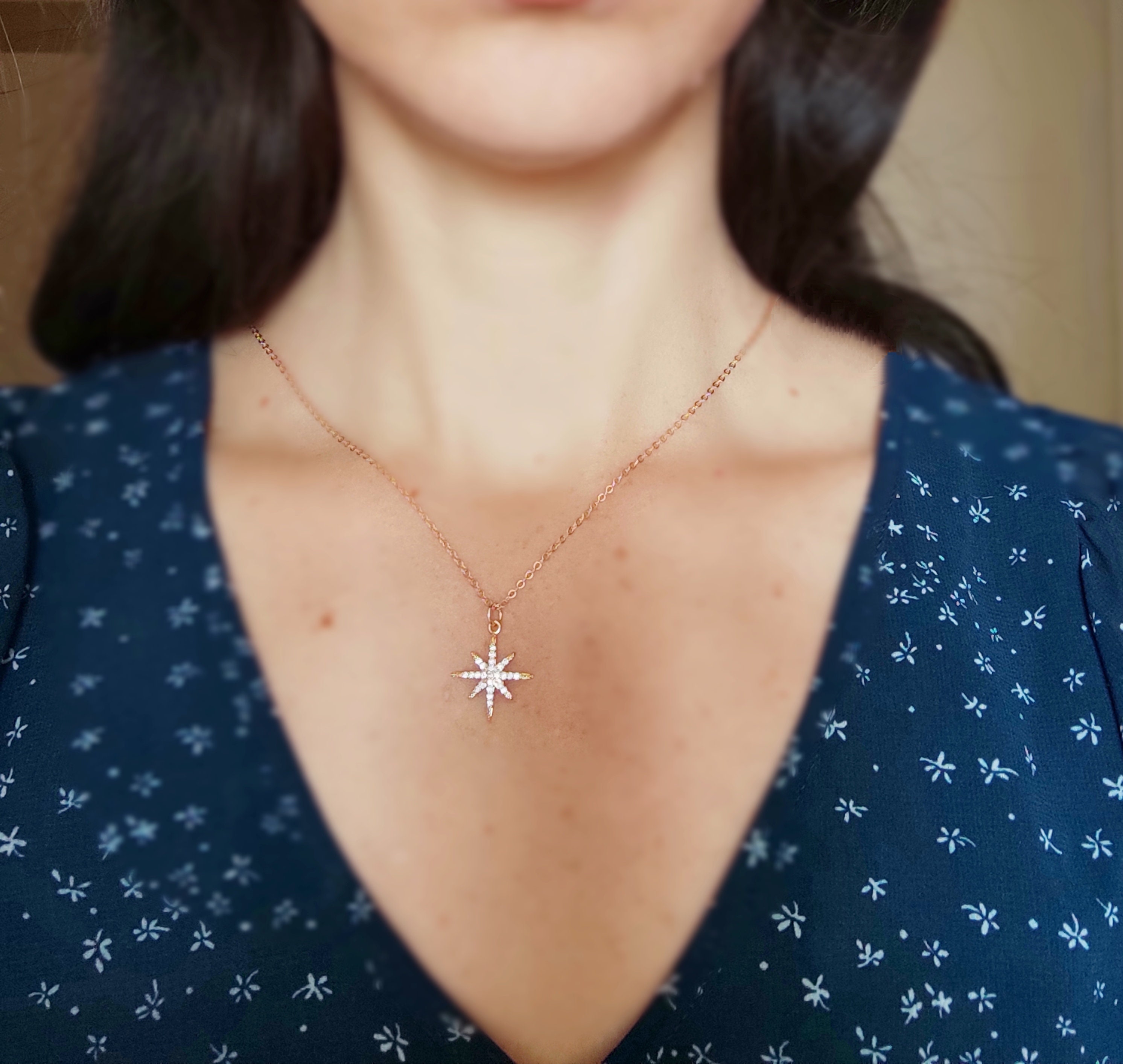 [韓国人気ジュエリー] nff star pendant necklace Jae Gold Star Small Short Pendant Necklace in Cranberry