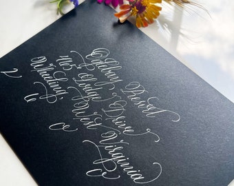 Flourished Script // Custom Envelope Calligraphy Addressing // for Wedding, Engagement, Announcement // Hand Lettered Envelope