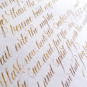 Script fleuri // poème, vœux, chanson, lettre // cadeau manuscrit sans cadre en calligraphie