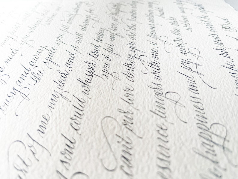 Flourished Script // Poem, Vows, Song, Letter // Hand-lettered Unframed ...