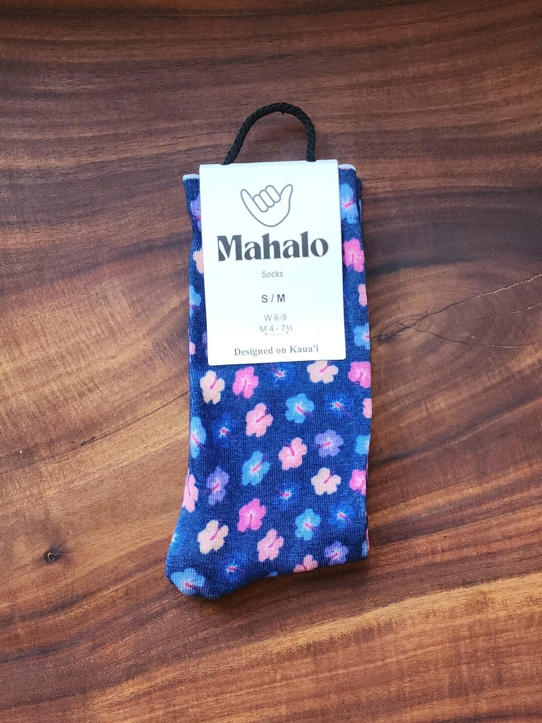 Blue Pua Hibiscus Print Socks. Mahalo Socks. Hawaiian Print. Floral ...