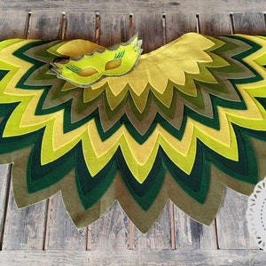 owlette on greens, bird of paradise wings, green owlette wings and mask, green bird wings, Halloween Costume, Green Parrot Costume