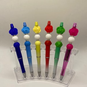 Rose Flower beadable pen, flower pen, fun pen, bead pen