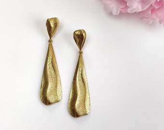 Handmade Brass Earring : 2.25" Waterproof Plated 9.00GMS Brass Boho Style Drop Dangle Push Back Earring Gift For Her