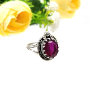 RED RUBY Gemstone RING : 925 Sterling Silver Natural Glass Filled Ruby Oval Normal Cut Bezel Set Fine Statement Unisex Ring 8US With Video image 7