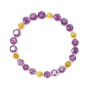 Raspberry Pink Yellow Sheen SAPPHIRE Gemstone Normal Cut BRACELET: 13.11gm Natural Hexagon Faceted Adjustable BRACELET 6mm-7.5mmWith Video image 1