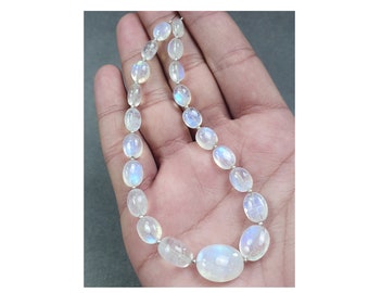 RAINBOW MOONSTONE Gemstone Loose Beads : 90.90cts Natural Untreated Moonstone Oval Plain Nuggets 8*6.5mm - 17*13mm 9" (With Video)