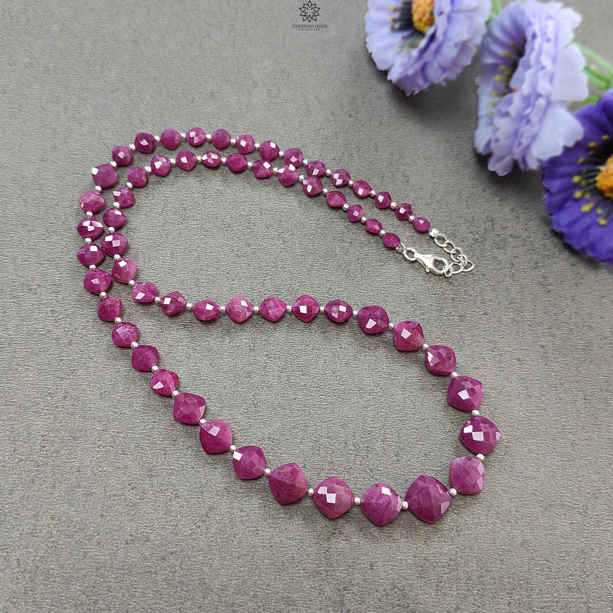 アクセサリー K18 Necklace Natural Ruby Gemstone Gemstone Natural Red Ruby, Pink Sapphire & Zircon Necklace