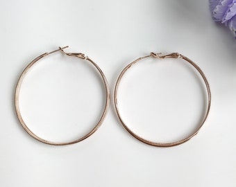 Handmade Brass Earring : 2" 18k Gold Plated 5.00GMS Brass Boho Style Large Dainty Hoop Hook Earring Gift For Her