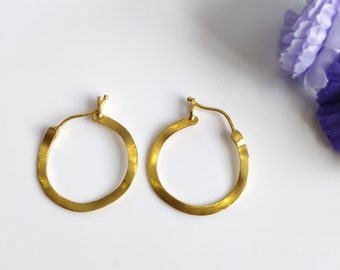 Handmade Brass Earring : 1.10" 18k Gold Plated 5.50GMS Brass Boho Style Dainty Hoop Hook Earring Gift For Her