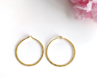 Handmade Brass Earring : 2.00" 18k Gold Plated 1.50GMS Brass Boho Style Dainty Hoop Hook Earring Gift For Her