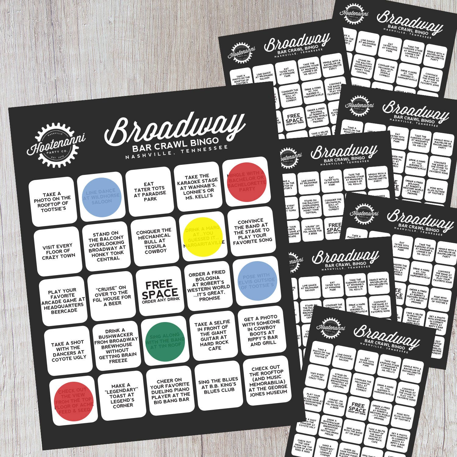 Nashville Bar Crawl Bingo Game Digital Download - Etsy