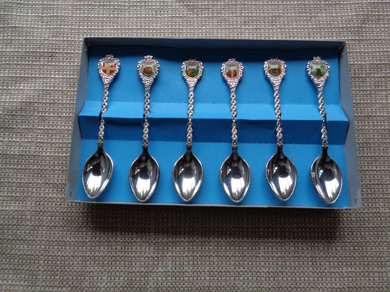 1st SALE ENDS SEPT Vintage Box Set 6 Denmark Danmark Spoons Silverplated Forsolvet
