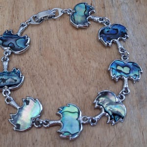 Vintage Abalone Palm Tree Armband: Silverfärgade semestersmycken
