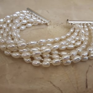 8 Strand Freshwater Rice Pearl Bead Bracelet