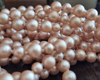 Vintage Peach Pearl Christmas Garland: Lucite Bead Holiday Decor