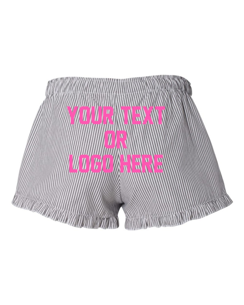 Custom Premium Women/'s Boxercraft Ruffled Boxer Pajamas Custom Text Back Sorority Girlfriend Gift for Her Wedding Lingerie VIP Bride Party