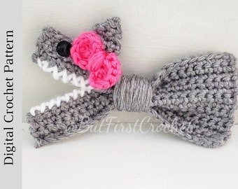 Baby Shark Bow, Crochet Pattern, Easy Crochet, Beginner Crochet PDF, Shark Week Gift, Hair Tie, Summer Pattern, Crochet Sea Animal