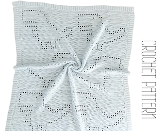 Patrón de manta de dinosaurio de ganchillo, PDF de filete de crochet T-Rex, manta de niño, regalo de baby shower, patrón rápido y fácil