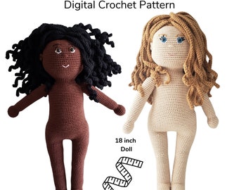 Patrón de muñeca de ganchillo, muñeca Amigurumi de 18 pulgadas, tutorial de muñeca, muñeca niña de ganchillo PDF