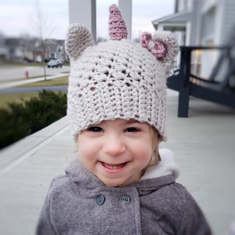 Unicorn Beanie Crochet Pattern, Unicorn Hat PDF, Crochet Hat Pattern, Unicorn Hat Pattern, Baby Girl Crochet Hat, Girl Crochet Pattern image 2