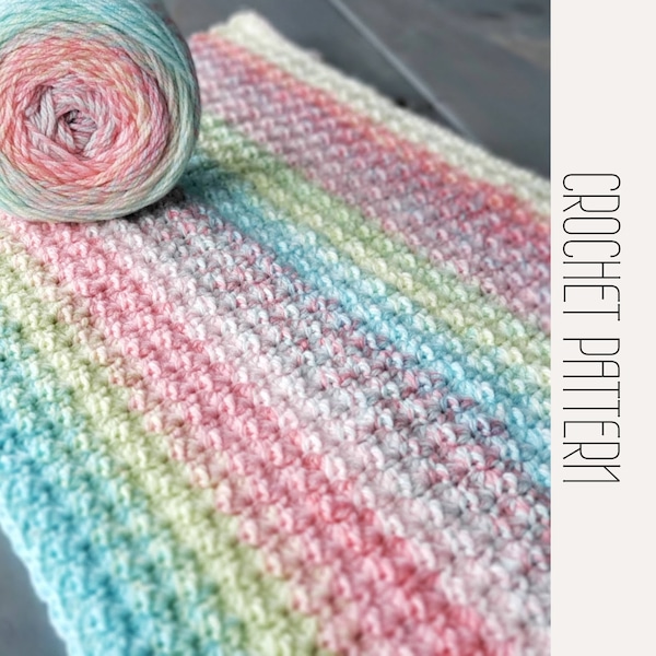 Modern Crochet Cluster Stitch Blanket Pattern, Easy Crochet Throw, Beginner Friendly Crochet PDF, Rainbow Blanket with Border, English Writt