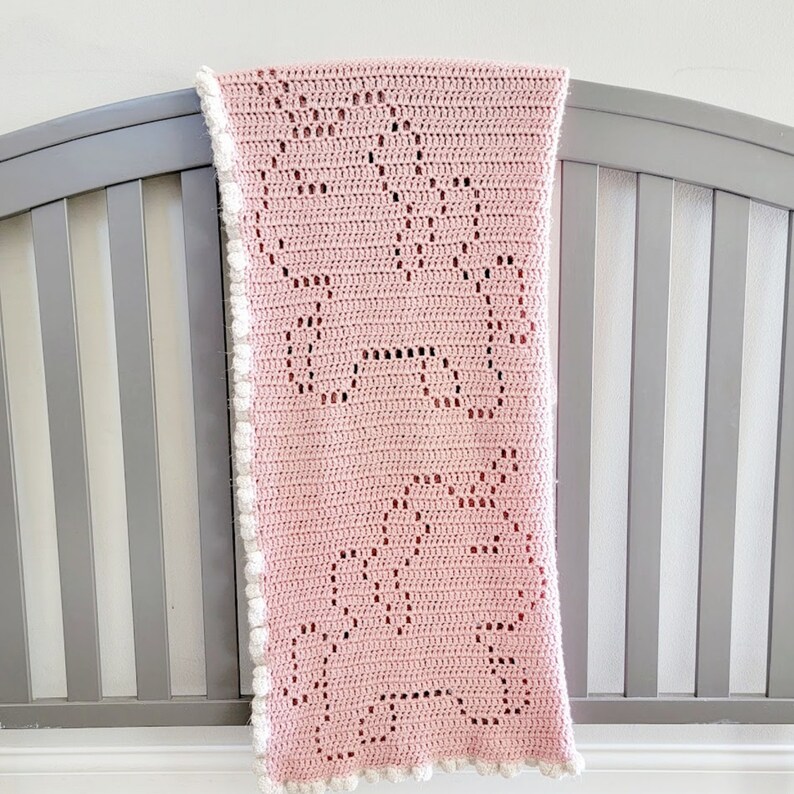 Crochet Unicorn Blanket, Crochet Pattern, Pegasus Filet Crochet, Baby Girl Gift, Baby Shower, Nursery Decor image 7