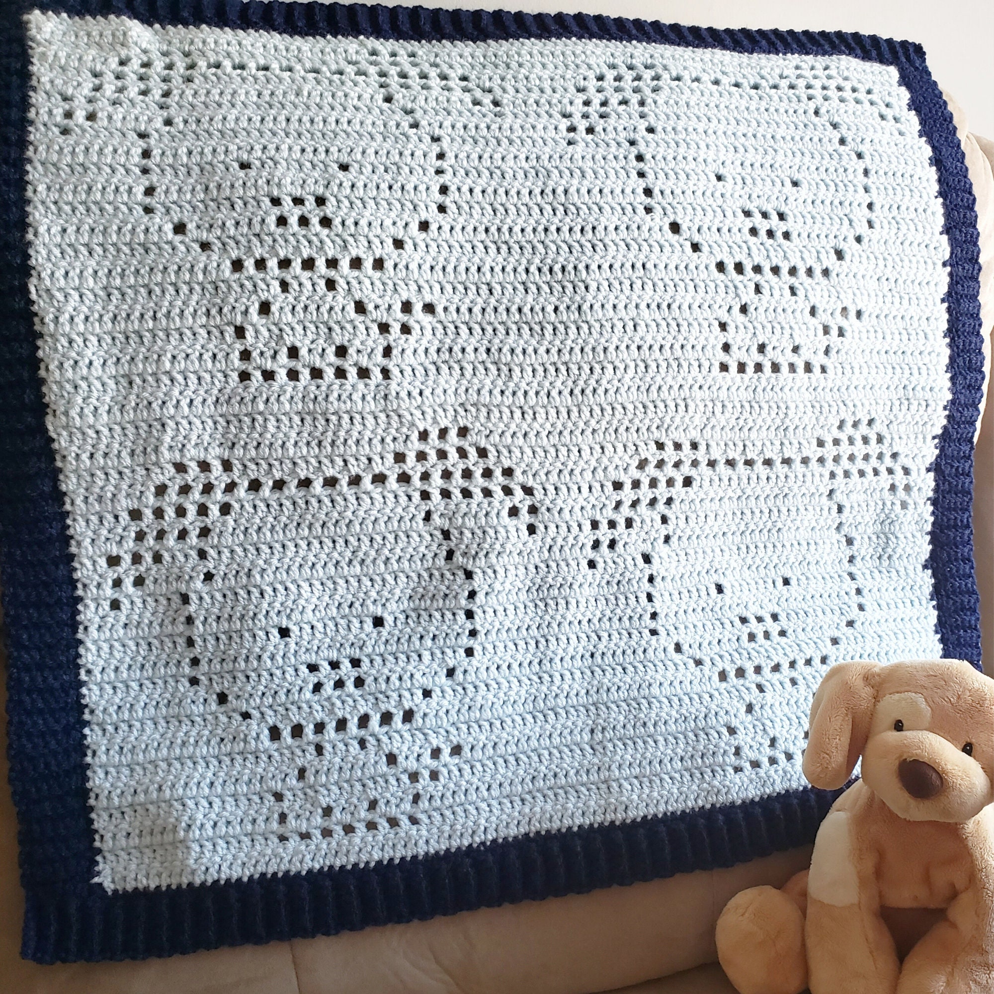 Puppy Dog Crochet Blanket Pattern Doggy Filet Crochet PDF Etsy