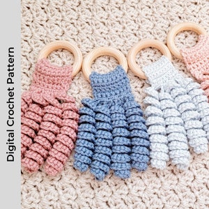 Modèle de dentition de bébé au crochet, jouet pour prématuré de poulpe, anneau de dentition au crochet PDF, modèle de crochet pour prématuré, cadeau pour nouveau-né, jouet de confort