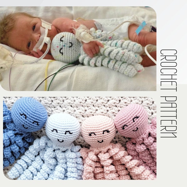 Crochet Octopus for a Preemie Pattern, NICU Octopus PDF, Amigurumi, Crochet for Baby Pattern, Video Tutorial