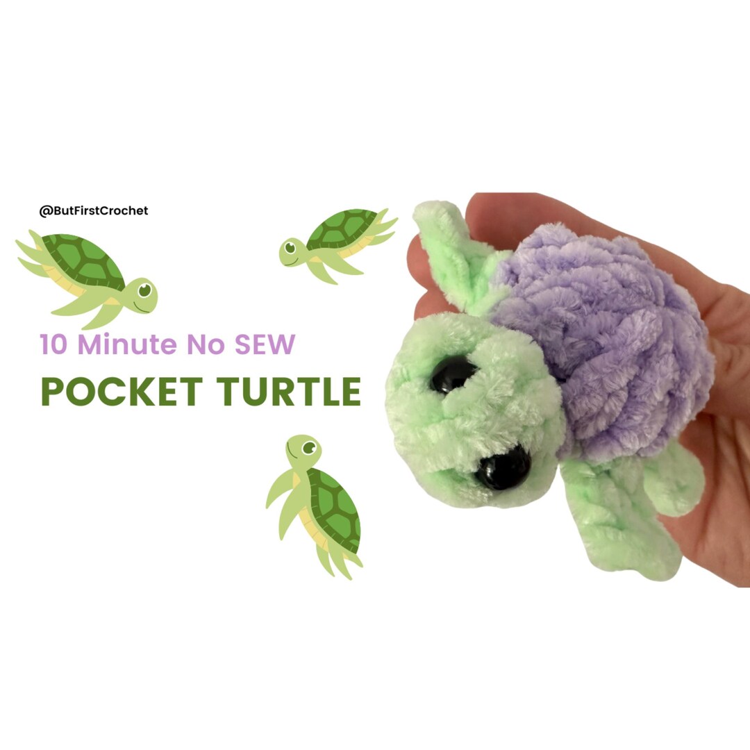 Speedy the 10 Minute No Sew Turtle, Crochet Pattern, Pocket Turtle ...