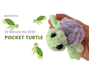 Speedy, la tortuga sin costuras de 10 minutos, patrón de crochet, tortuga de bolsillo, llavero de crochet, peluche de máquina de garras, patrón de preparación para el mercado