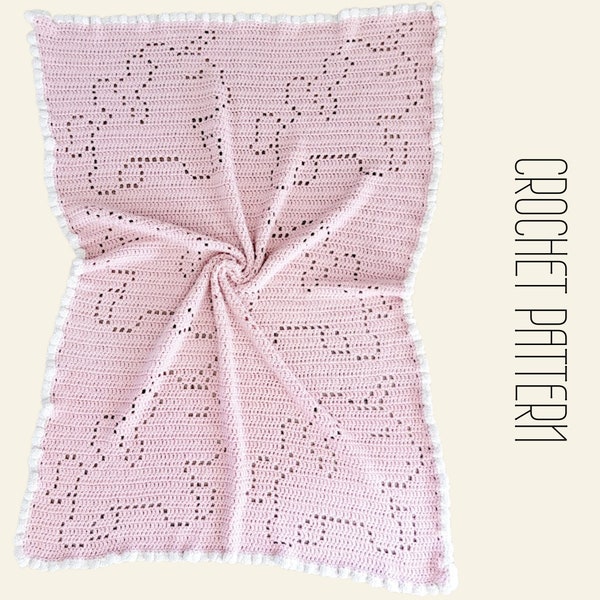 Crochet Unicorn Blanket, Crochet Pattern, Pegasus Filet Crochet, Baby Girl Gift, Baby Shower, Nursery Decor